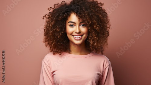 portrait of beautiful young woman with curly hair