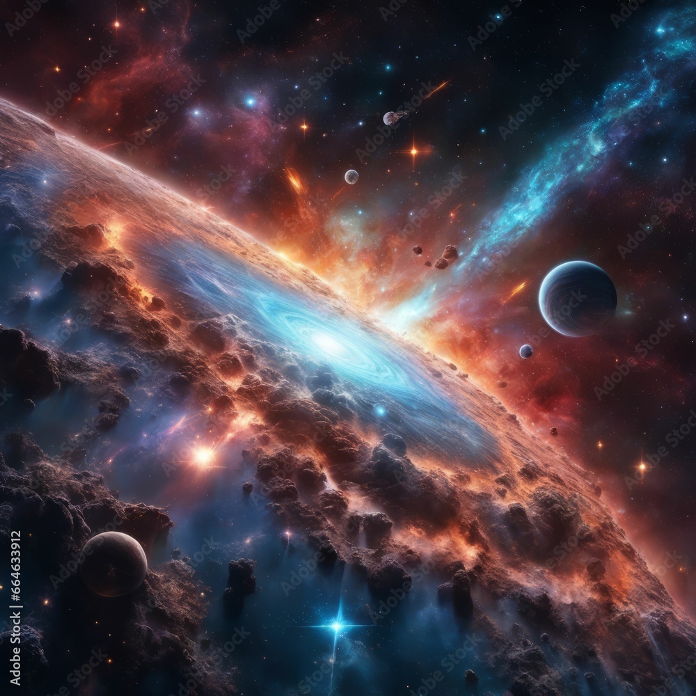 Obraz premium AI generated illustration of the planets of the solar system and stars twinkling in the background