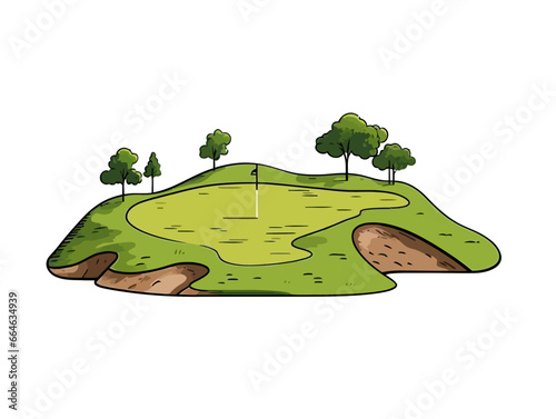 Doodle Golf bunker, cartoon sticker, sketch, vector, Illustration, minimalistic