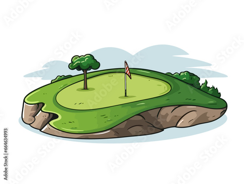 Doodle Golf bunker, cartoon sticker, sketch, vector, Illustration, minimalistic