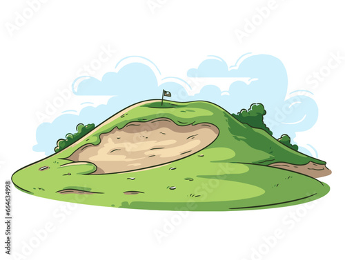 Doodle Golf bunker, cartoon sticker, sketch, vector, Illustration, minimalistic