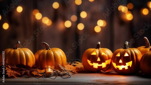 Friendly fun Halloween background with bokeh. © Wirestock