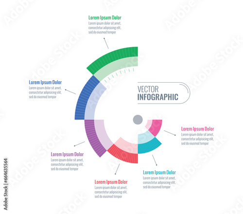 six options infographic template. spiral information template. web, internet, annual report, magazine infographic template
