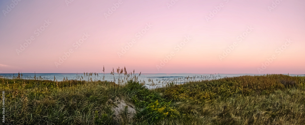 Beautiful panoramic view of the Outerbanks at sundown, NC