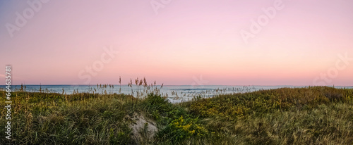 Obraz na płótnie Beautiful panoramic view of the Outerbanks at sundown, NC w salonie