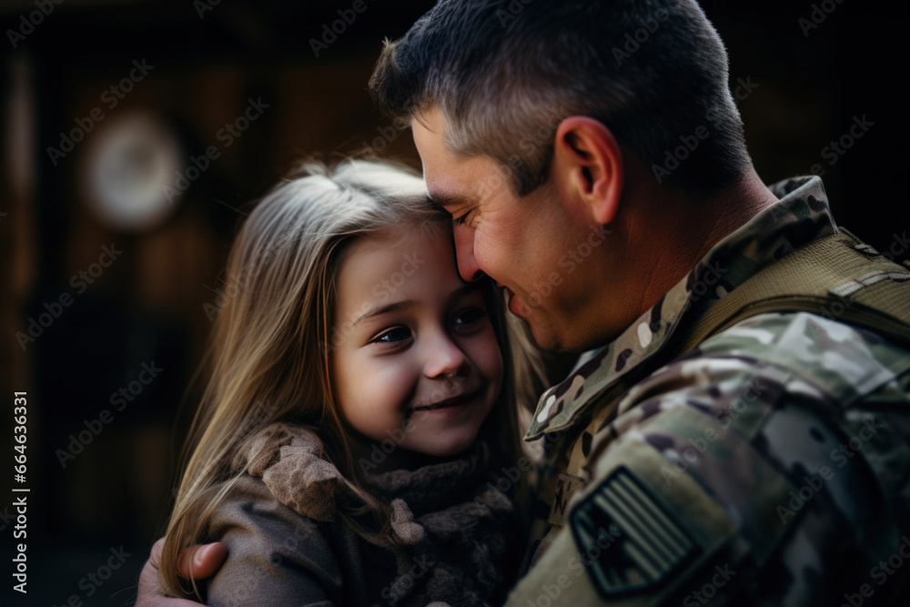 Affectionate military reunion between father and daughter Affectionate military reunion between father and daughter