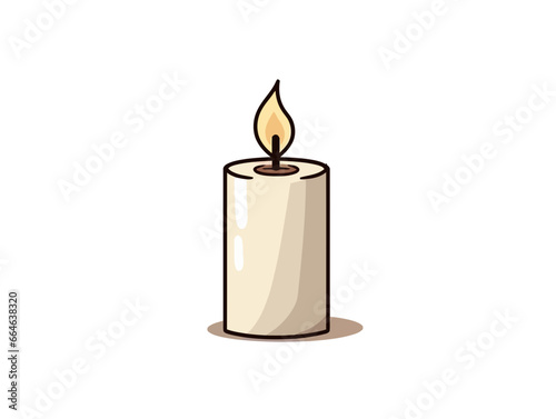 Doodle Candle in memorial, cartoon sticker, sketch, vector, Illustration, minimalistic