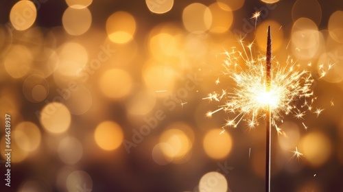 Sparkler against the background of a twinkle bokeh. Christmas background