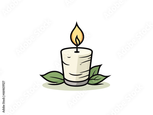 Doodle Lit memorial candle, cartoon sticker, sketch, vector, Illustration, minimalistic