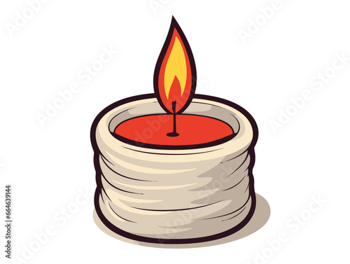 Doodle Lit memorial candle, cartoon sticker, sketch, vector, Illustration, minimalistic