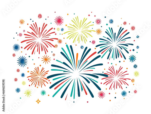 Doodle Celebratory fireworks, cartoon sticker, sketch, vector, Illustration, minimalistic