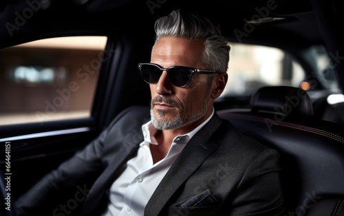 Elegant middle age male in a luxury car © piai