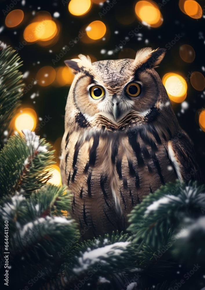 mejestic owl in a winter forest - ai-generated mejestic owl in a winter forest - ai-generated