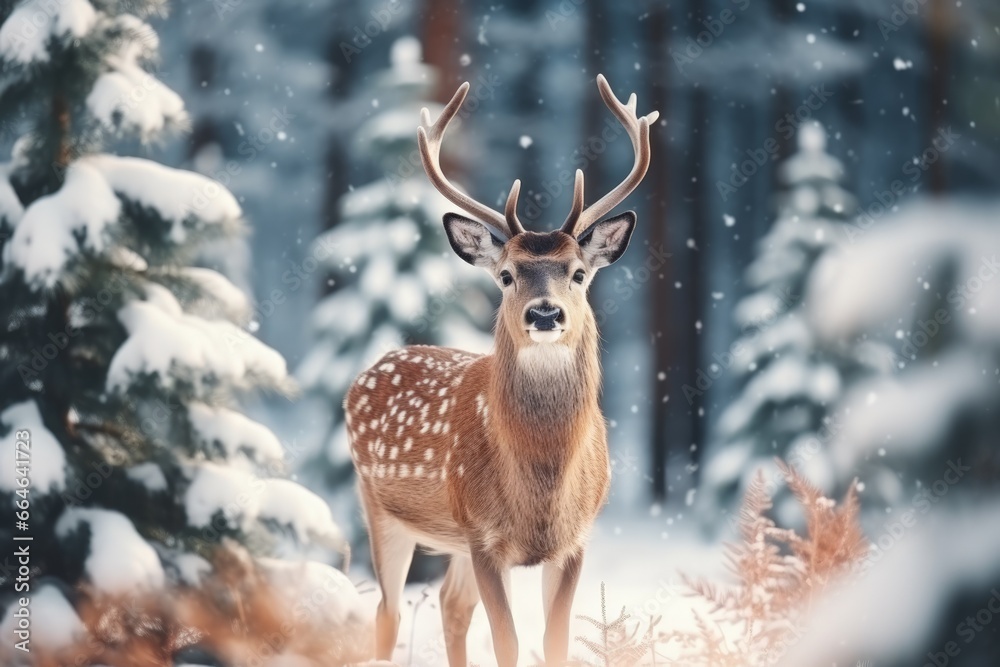 Cute Christmas deer waiting for the holiday Cute Christmas deer waiting for the holiday