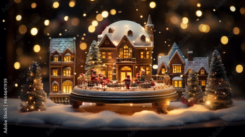 Illuminated miniature Christmas village.