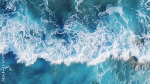 White waves splash in the blue ocean. Sea waves background. © Sergio Lucci