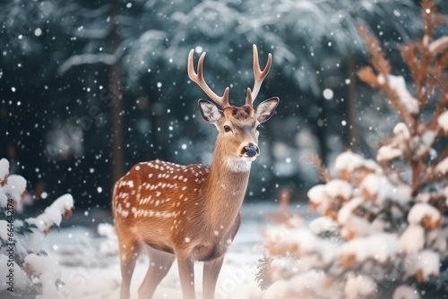 Cute Christmas deer waiting for the holiday © Enigma