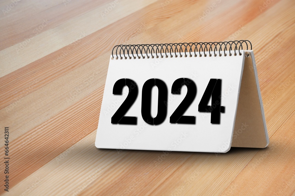 2024 year numbers written in notebook on desk 2024 year numbers written in notebook on desk