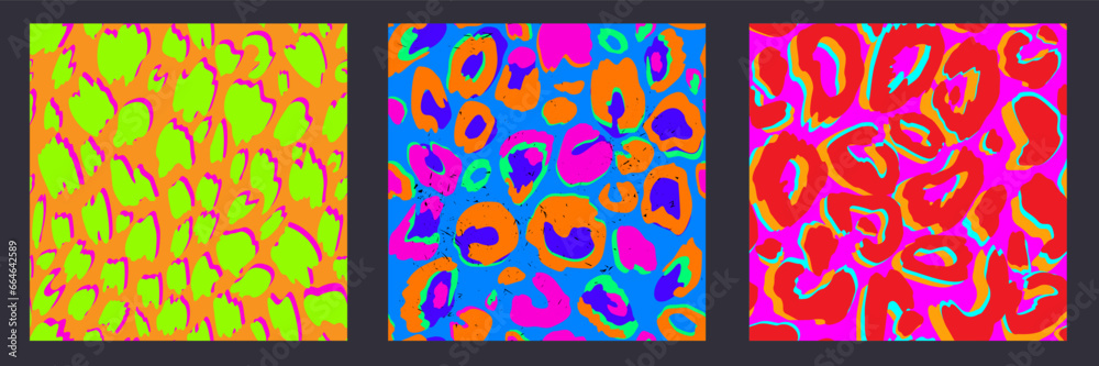 Set of animal seamless patterns in style of 1980s Set of animal seamless patterns in style of 1980s