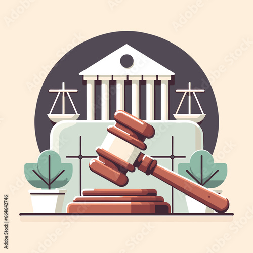 Legal Scale with Quill and Ink Bottle Vector Design