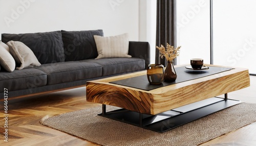 Mesa de madera natural, hecho a mano photo