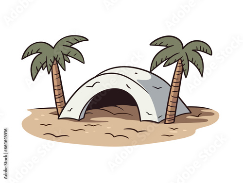 Doodle Bunker hiding spot, cartoon sticker, sketch, vector, Illustration, minimalistic