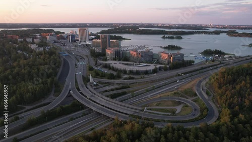 Aerial view to Keilaniemi busineess park in Espoo, Finland photo