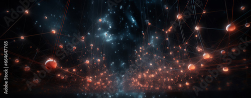 Blockchain Revolution: Capture the complexity and security of blockchain technology through intricate visuals of interconnected nodes, symbolizing the transformative power of decentralized systems in  photo