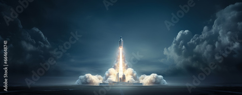Space Exploration Initiatives: Depict the pioneering spirit of space exploration through stunning visuals of rocket launches and satellite deployments; human innovation.