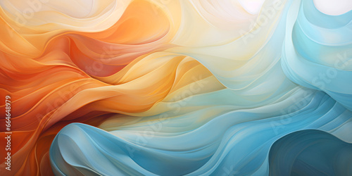 Abstract wavy pattern of colorful fabric or paint, swirl of colored cloth texture background. Creative illustration of waves of colored textile. Theme of art, silk