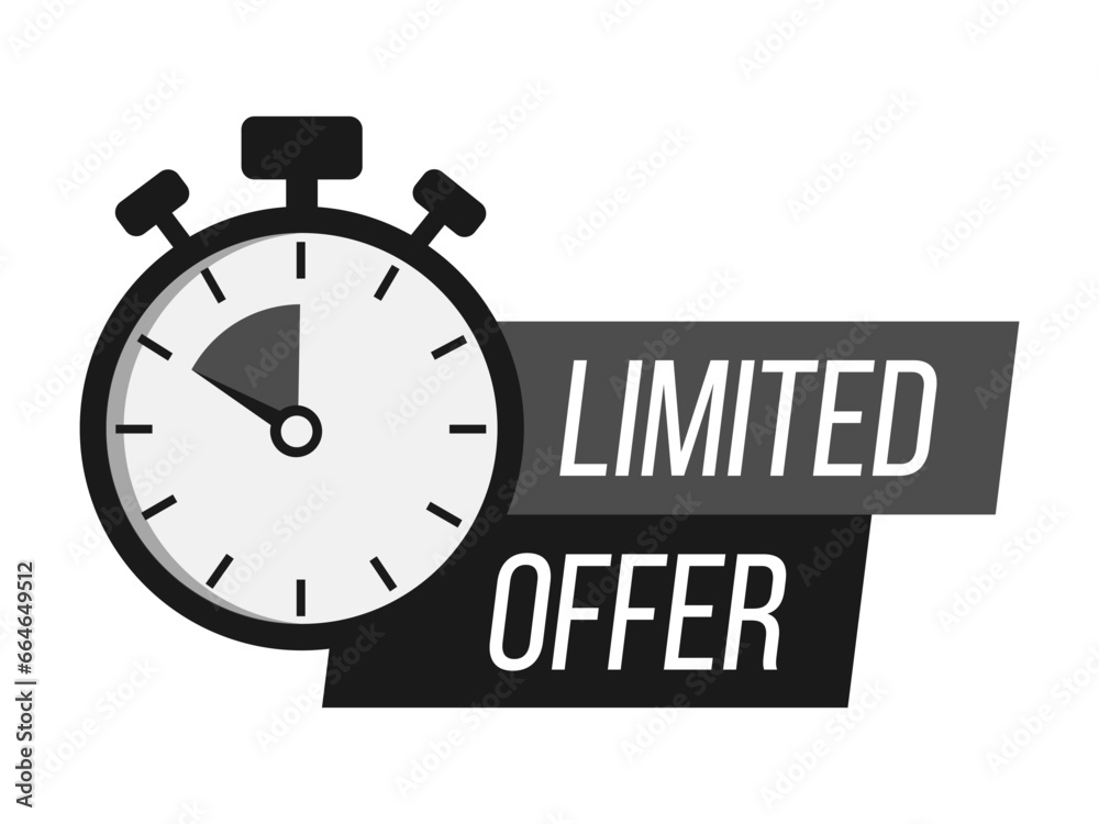 Limited offer. Sale countdown badges set. Limited time only discount promotions. Vector illustrations set Limited offer. Sale countdown badges set. Limited time only discount promotions. Vector illustrations set