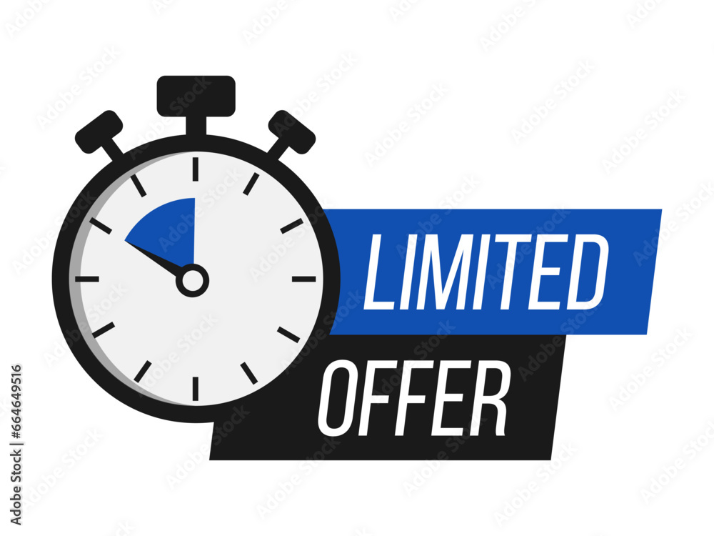 Limited offer. Sale countdown badges set. Limited time only discount promotions. Vector illustrations set Limited offer. Sale countdown badges set. Limited time only discount promotions. Vector illustrations set