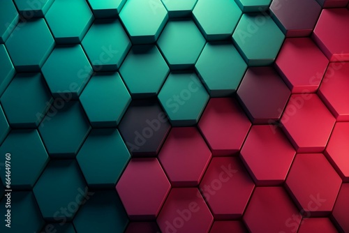 Gradient background with embossed octagon. Minimalist surface with raised 3D shape. 3D render. Generative AI