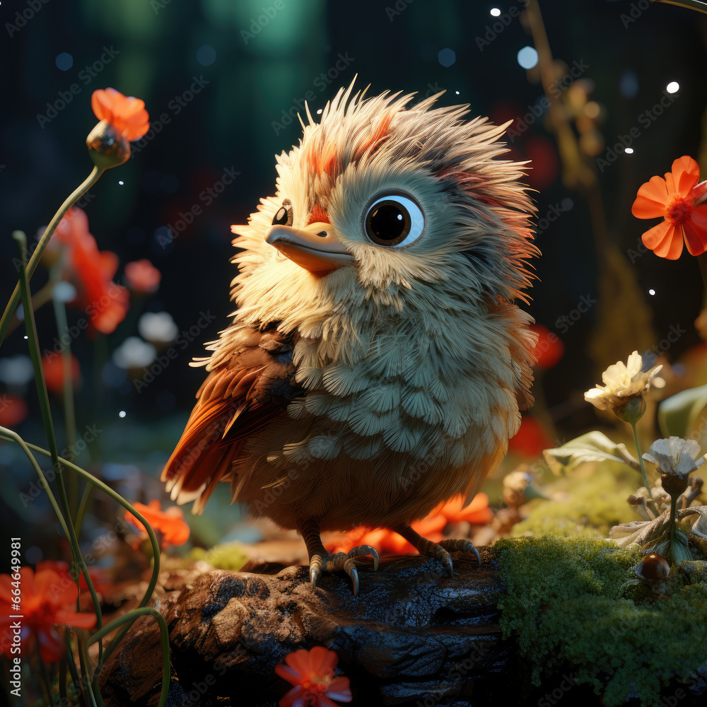 Obraz premium cute little bird in forest