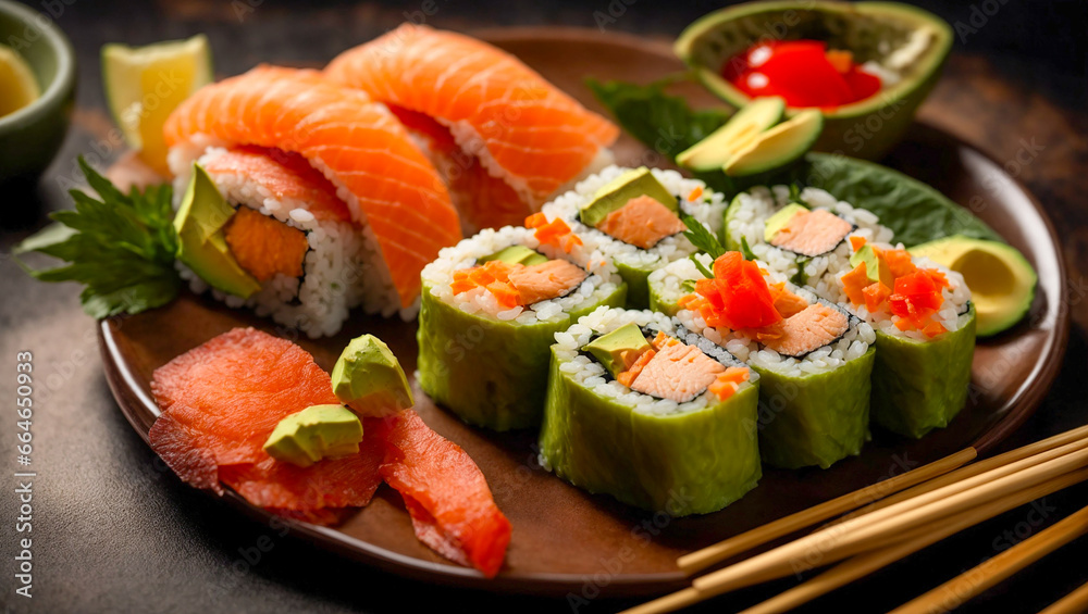 Appetizing rolls in Japanese style Appetizing rolls in Japanese style