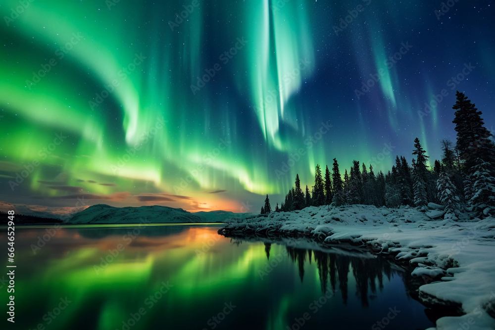 Aurora's Embrace Over Winter's Silence..