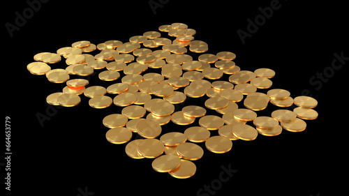 Golden coins  for business economics finance 3d render illustration