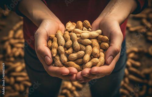 peanuts are laying in someone's hands photo