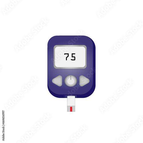  Glucometer. Medical Equipment for diabetes diagnosis. Fasting blood sugar level to measure blood glucose and diagnose diabetes. Vector illustration.