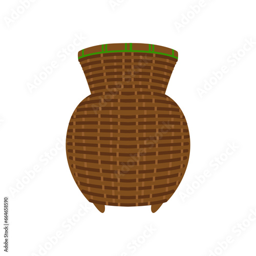 bamboo container for caught fish.vector illustration