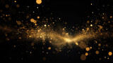abstract background with golden particles on black background
