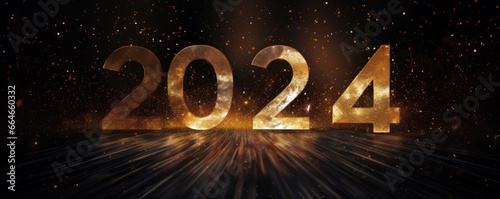 Happy New Year Celebration 2024 Golden Banner