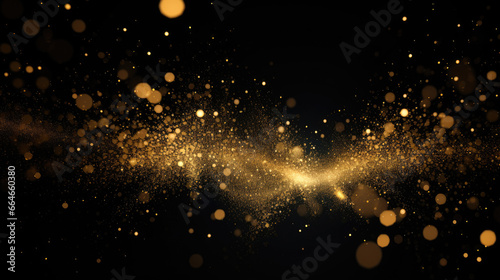 abstract background with golden particles on black background photo