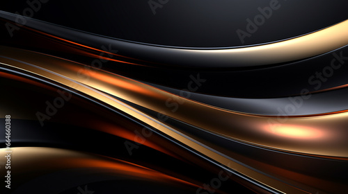 Abstract modern background design, black and metallic gold, glowing wavy pattern, futuristic, motion wallpaper