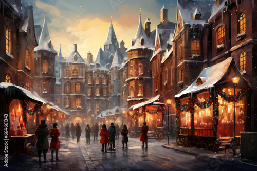 Christmas in the Winter City Illustration