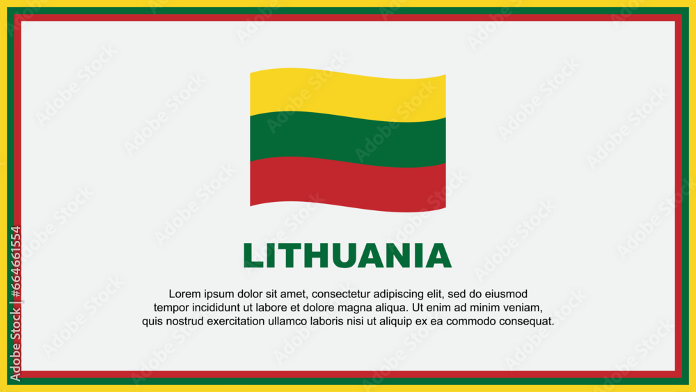 Obraz premium Lithuania Flag Abstract Background Design Template. Lithuania Independence Day Banner Social Media Vector Illustration. Lithuania Banner