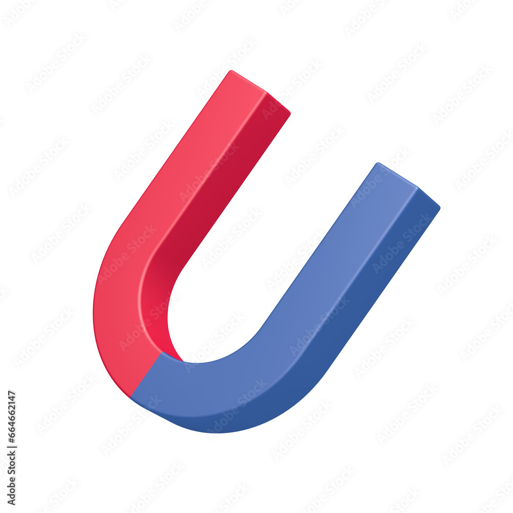 Magnet. Isolated. Red and blue. 3d illustration. Magnet. Isolated. Red and blue. 3d illustration.