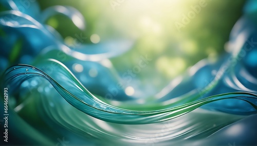 Vibrant green swirls merging with blue waves. Abstract water background.