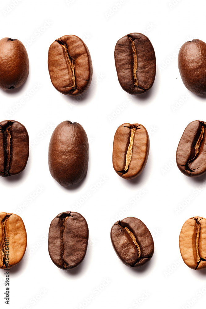 Set of fresh roasted coffee beans isolated on white background. High quality photo Set of fresh roasted coffee beans isolated on white background. High quality photo