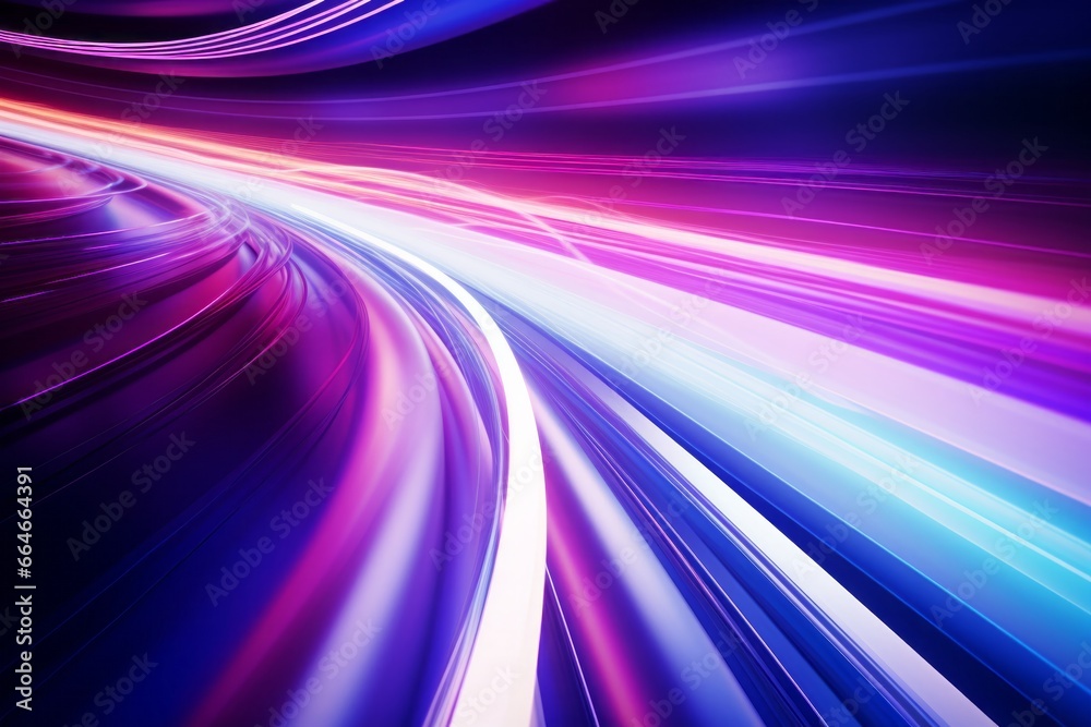 Abstract radiant light rays creating a dynamic sense of speed and movement in vibrant blue and pink hues